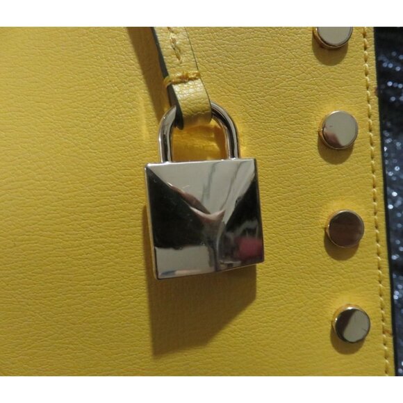 Michael Kors Sylvie Sunflower Yellow Structured leather Studded Tote Satchel - Picture 8 of 15